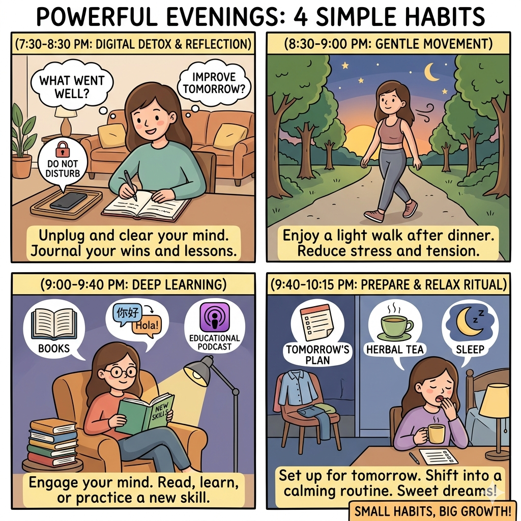 4 Effective Ways to Maximize Your Evenings: From Dinner to Bedtime 4 evening habits that will transform your nights and improve sleep