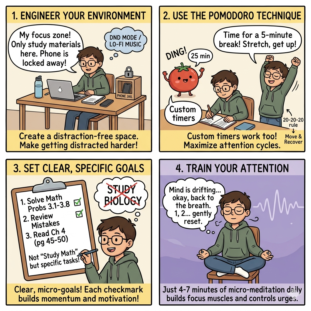 how to stay focused while studying workspace setup